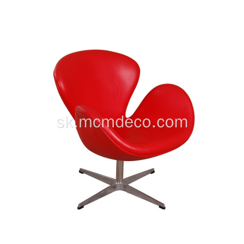 Replika vysoko kvalitnej červenej koženej labuťovej stoličky